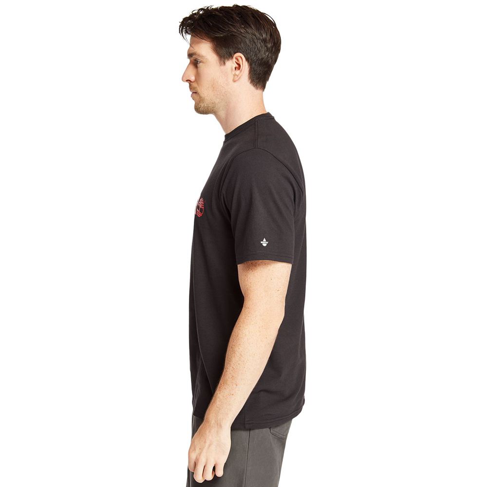 Camisetas Timberland Hombre Pro® Manga Corta Base Plate Wicking Logo Negras - Chile DFV-590431